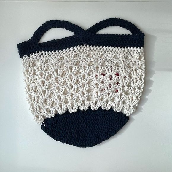 Handmade knit bag nautical bag with starfish crochet bag - Picture 2 of 5